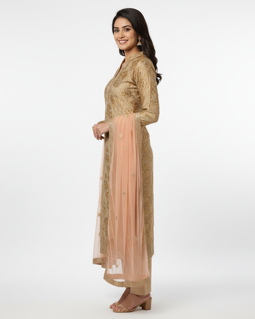 Woman Regular Kurta with Trousers & Dupatta