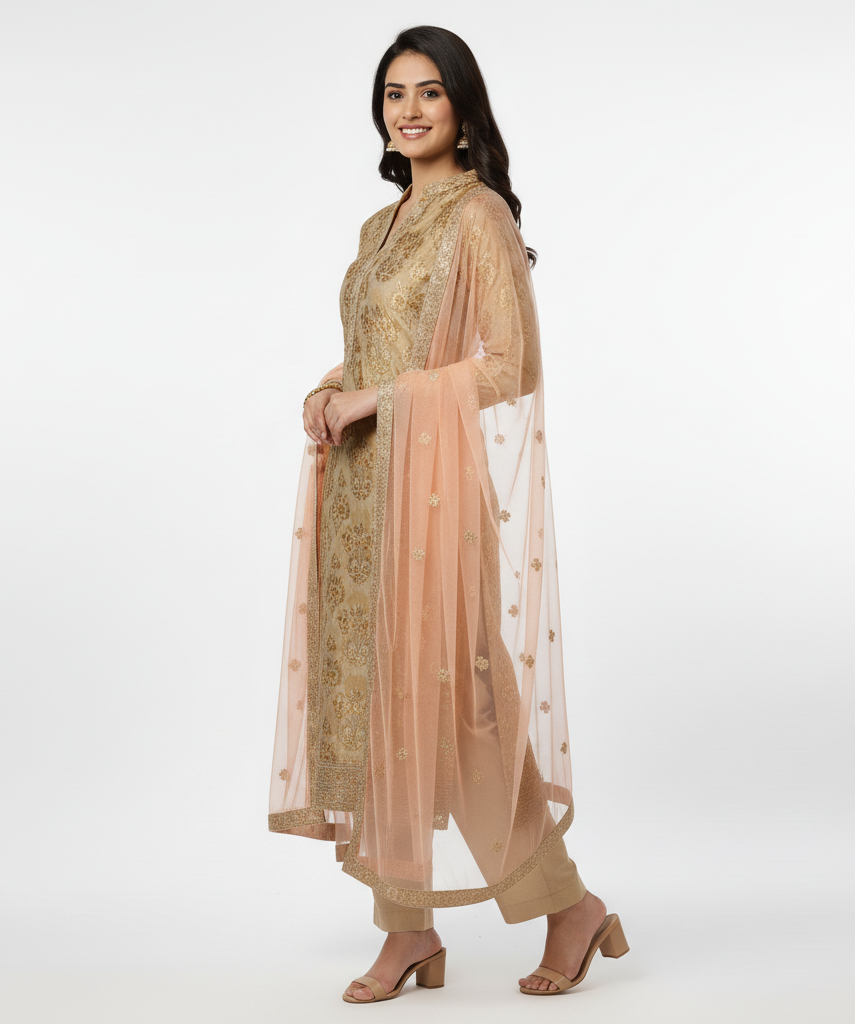 Woman Regular Kurta with Trousers & Dupatta