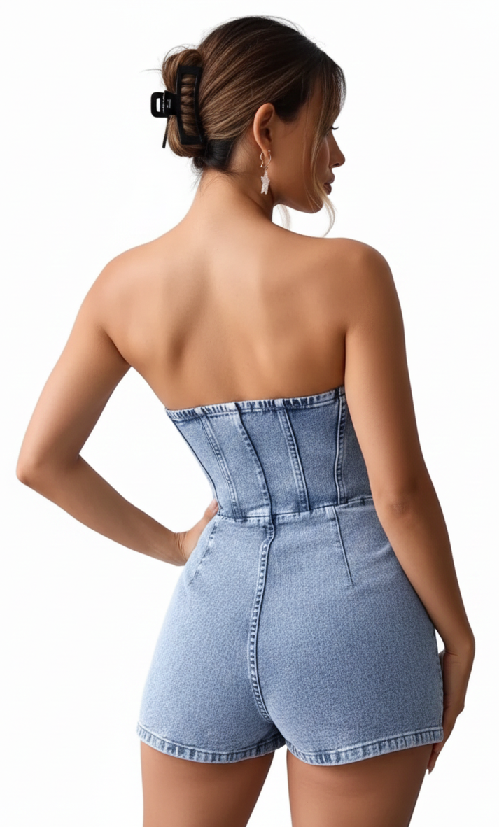 Blue Denim Tube Dress DIBILA Blue Denim Tube Dress DIBILA