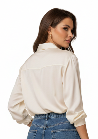 Elegant Satin Collared Shirt - Luxury Office & Casual Wear