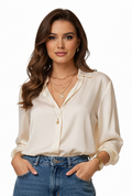 Elegant Satin Collared Shirt - Luxury Office & Casual Wear